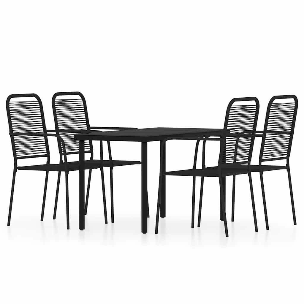 5 Piece Garden Dining Set Black 140 cm table length 4