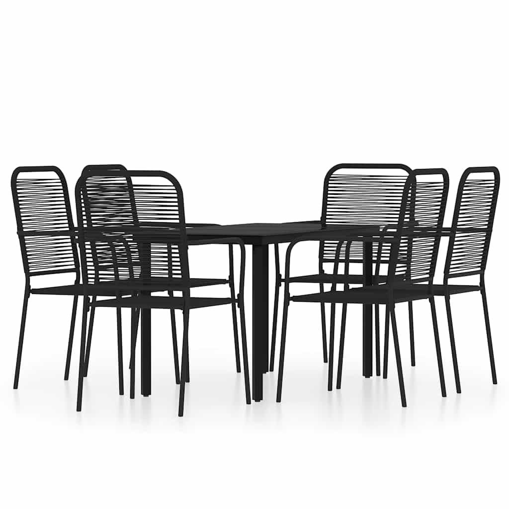vidaXL 7 Piece Garden Dining Set Black 2