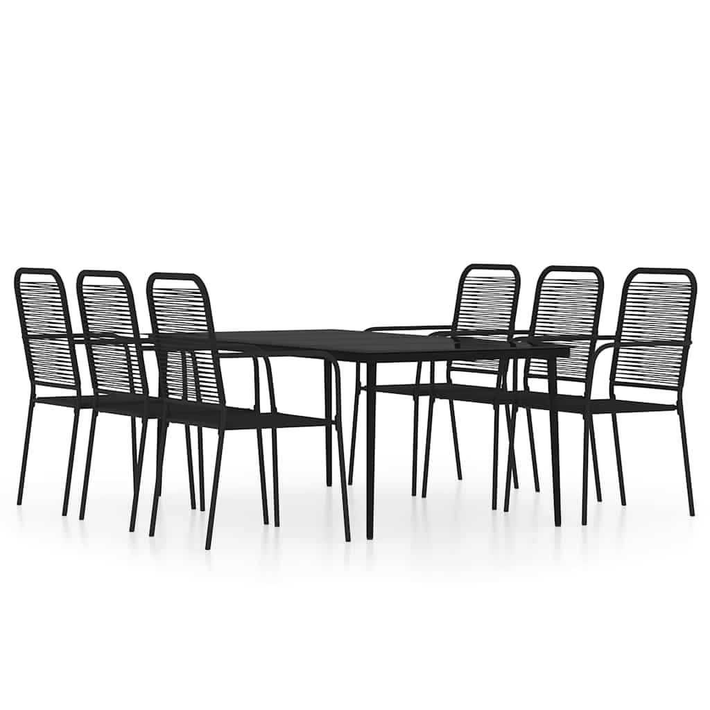 vidaXL 7 Piece Garden Dining Set Black 2
