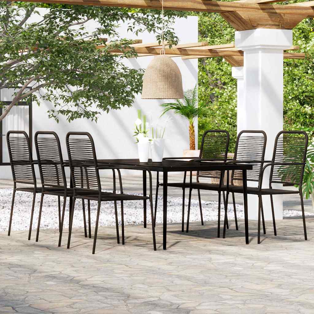 vidaXL 7 Piece Garden Dining Set Black 1