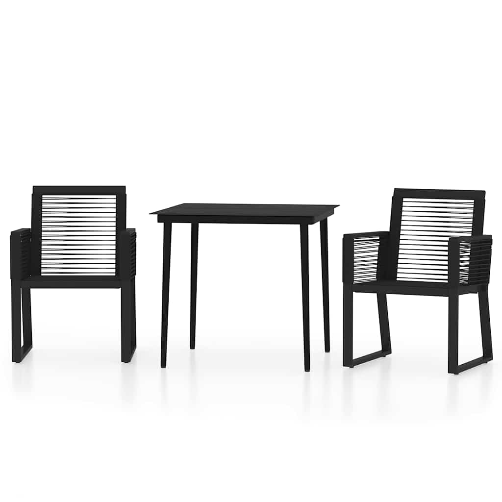 vidaXL 3 Piece Garden Dining Set Black 2