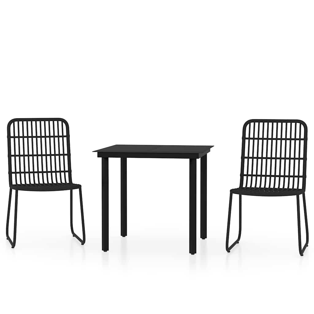 vidaXL 3 Piece Garden Dining Set Black 2