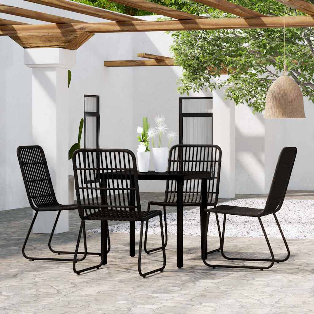 5 Piece Garden Dining Black 4