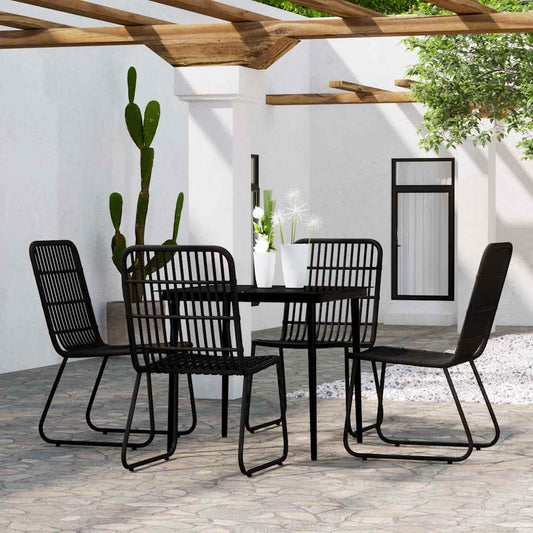 5 Piece Garden Dining Black 4