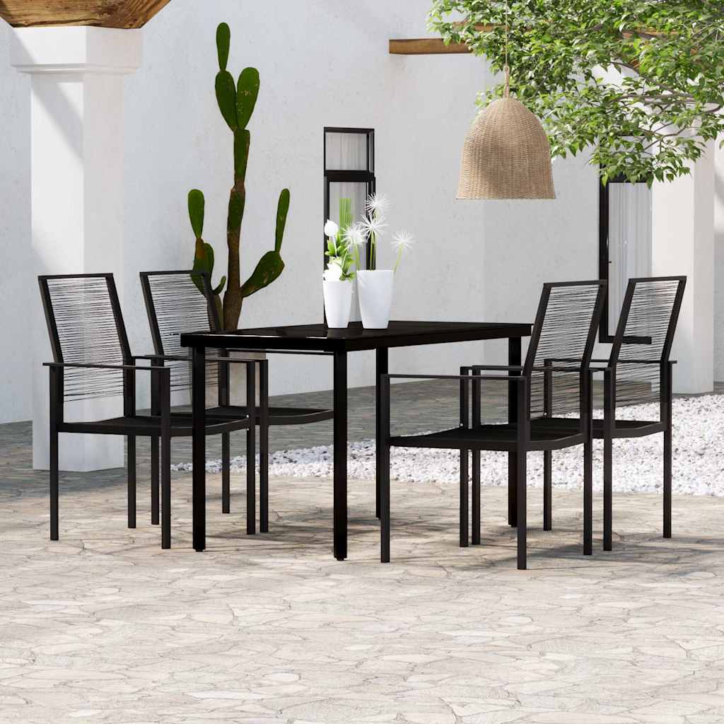 vidaXL 5 Piece Garden Dining Set Black