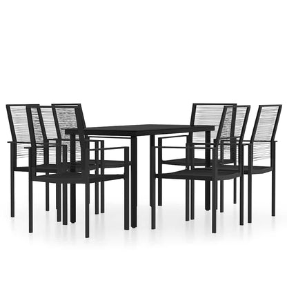 5 Piece Garden Dining Set Black 140 cm table length 6
