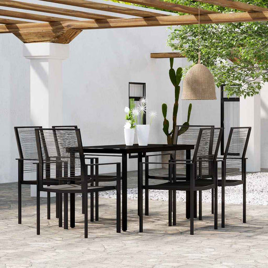 vidaXL 7 Piece Garden Dining Set Black 1