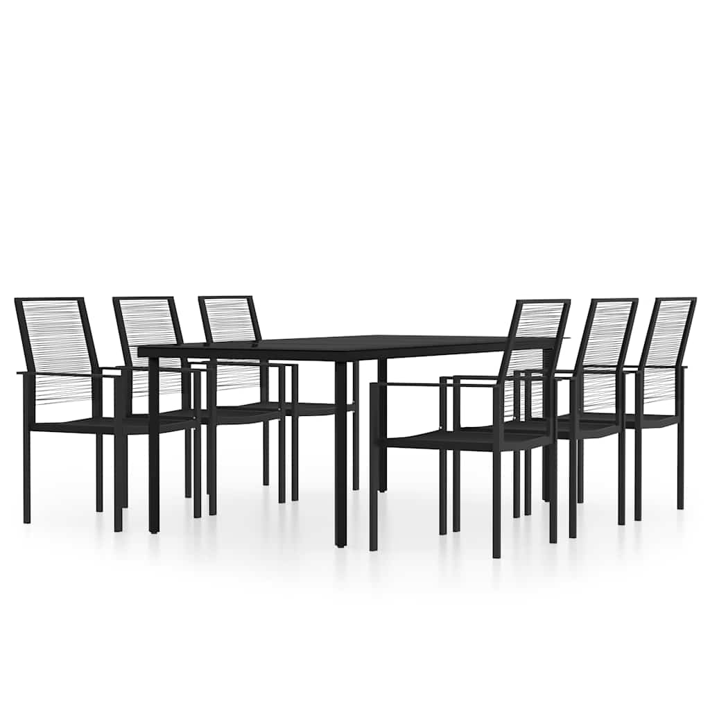 vidaXL 7 Piece Garden Dining Set Black 2