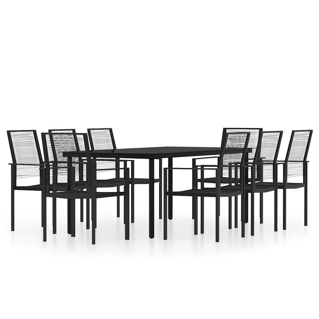 5 Piece Garden Dining Set Black 200 cm table length 8