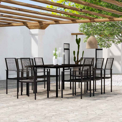 5 Piece Garden Dining Set Black 200 cm table length 8