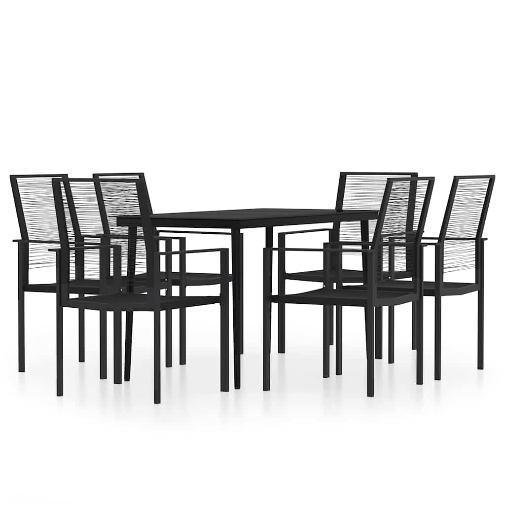 vidaXL 7 Piece Garden Dining Set Black 2