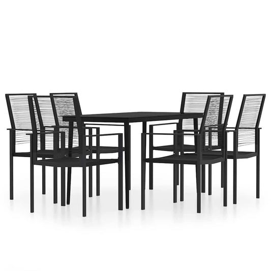vidaXL 7 Piece Garden Dining Set Black 2