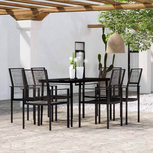 vidaXL 7 Piece Garden Dining Set Black 1