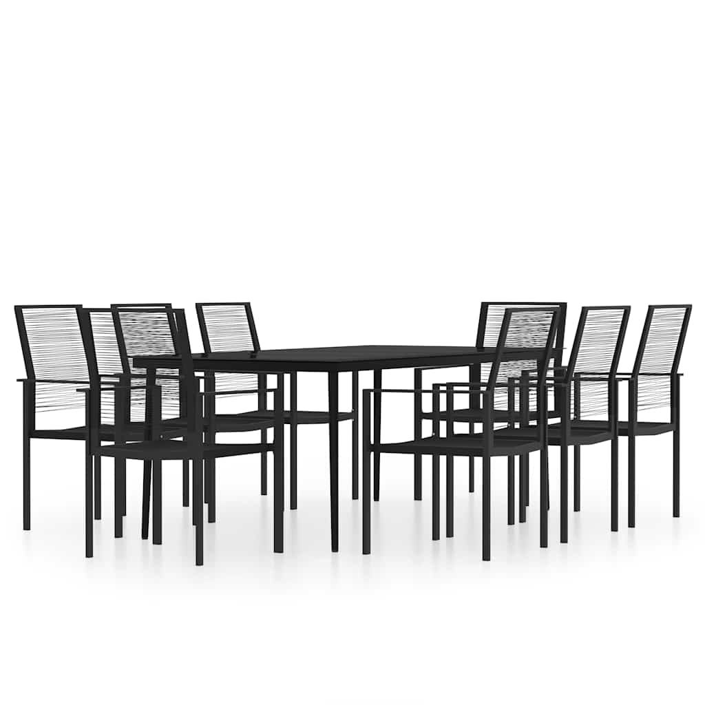 vidaXL 9 Piece Garden Dining Set Black 2