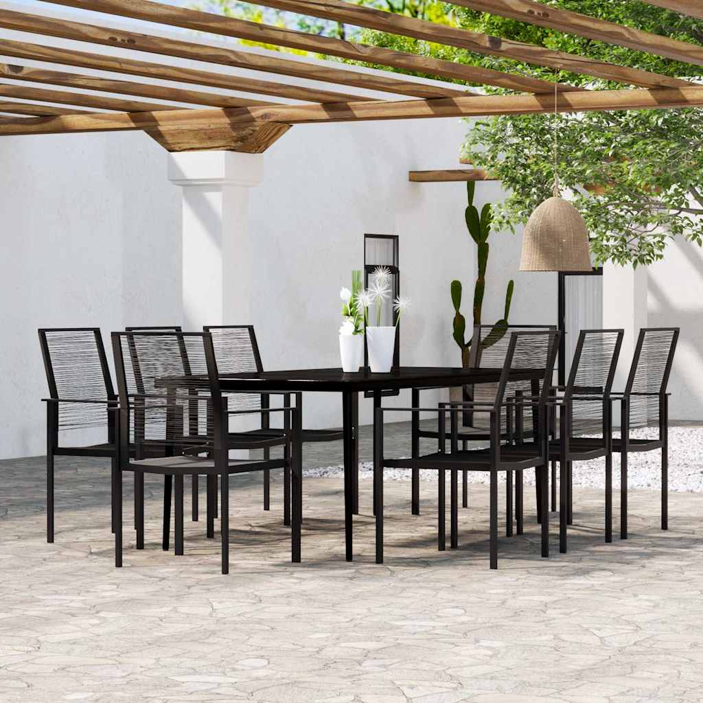 vidaXL 9 Piece Garden Dining Set Black 1