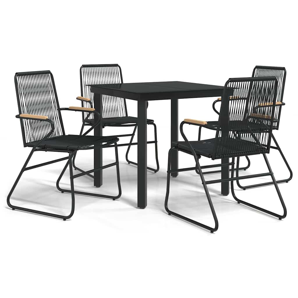 vidaXL 5 Piece Garden Dining Set Black PVC Rattan 2