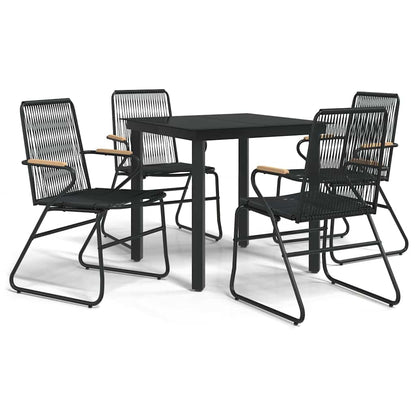 vidaXL 5 Piece Garden Dining Set Black PVC Rattan 2
