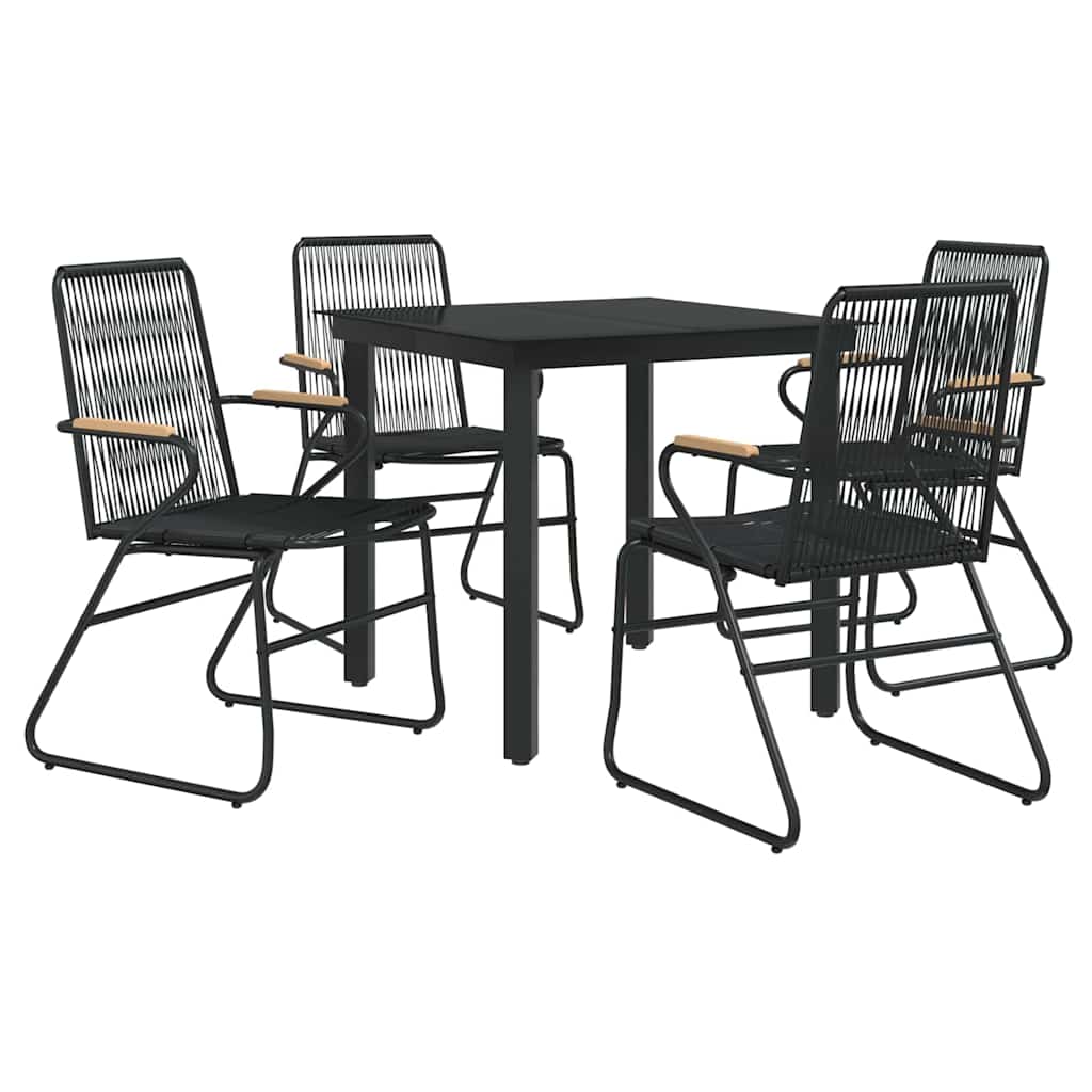vidaXL 5 Piece Garden Dining Set Black PVC Rattan 3