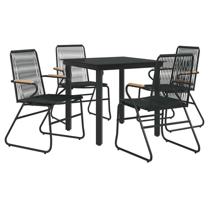 vidaXL 5 Piece Garden Dining Set Black PVC Rattan 3