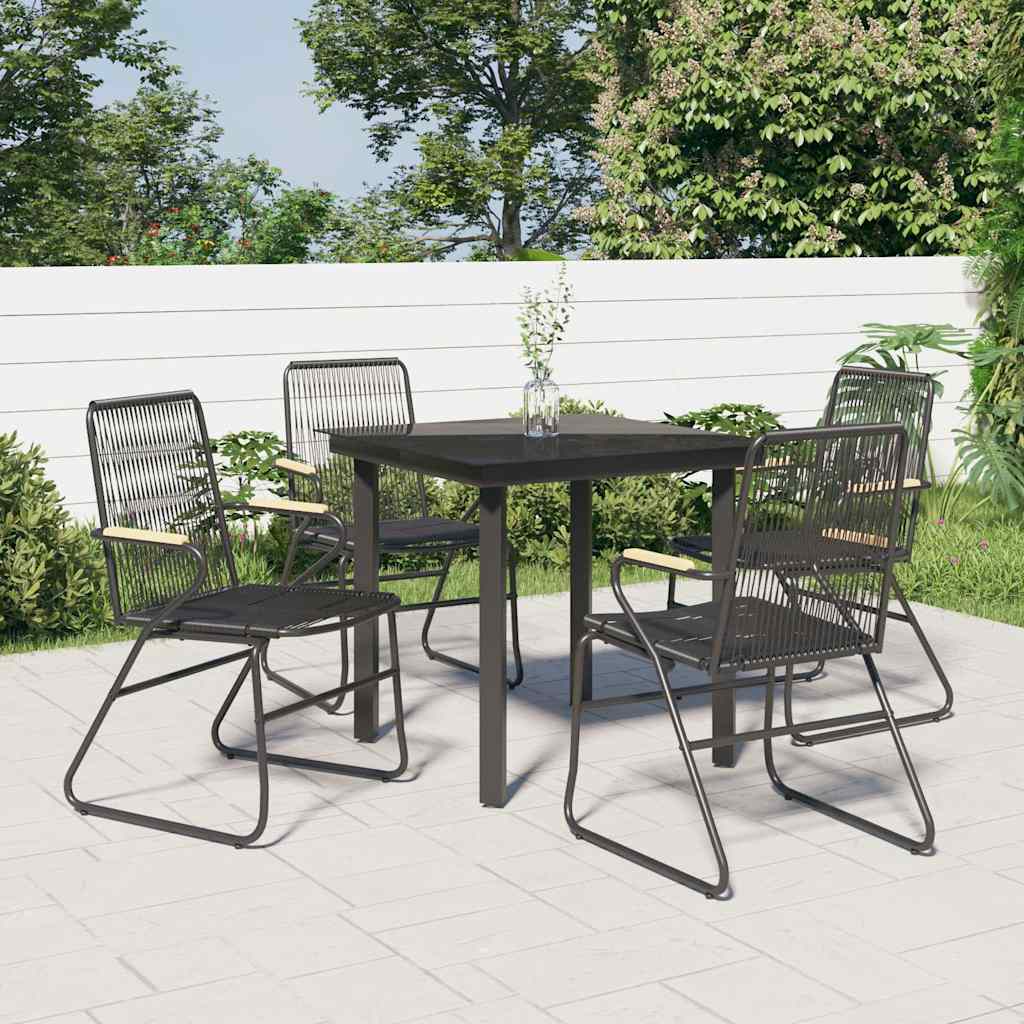 vidaXL 5 Piece Garden Dining Set Black PVC Rattan 1
