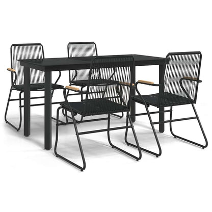 vidaXL 5 Piece Garden Dining Set Black PVC Rattan 2