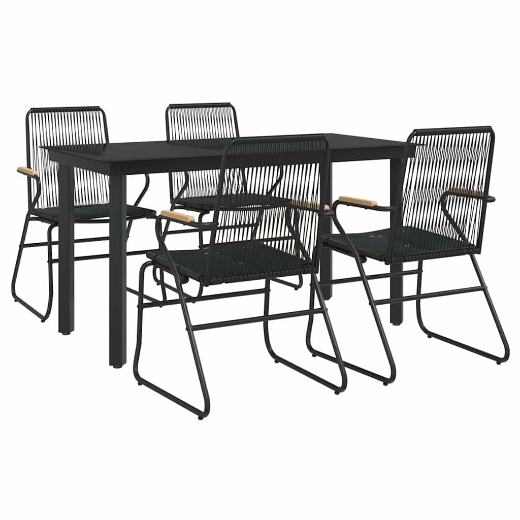 vidaXL 5 Piece Garden Dining Set Black PVC Rattan 3