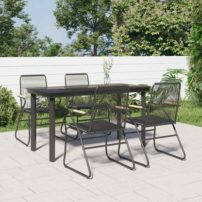 vidaXL 5 Piece Garden Dining Set Black PVC Rattan 1