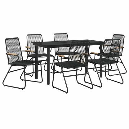vidaXL 7 Piece Garden Dining Set Black PVC Rattan 3