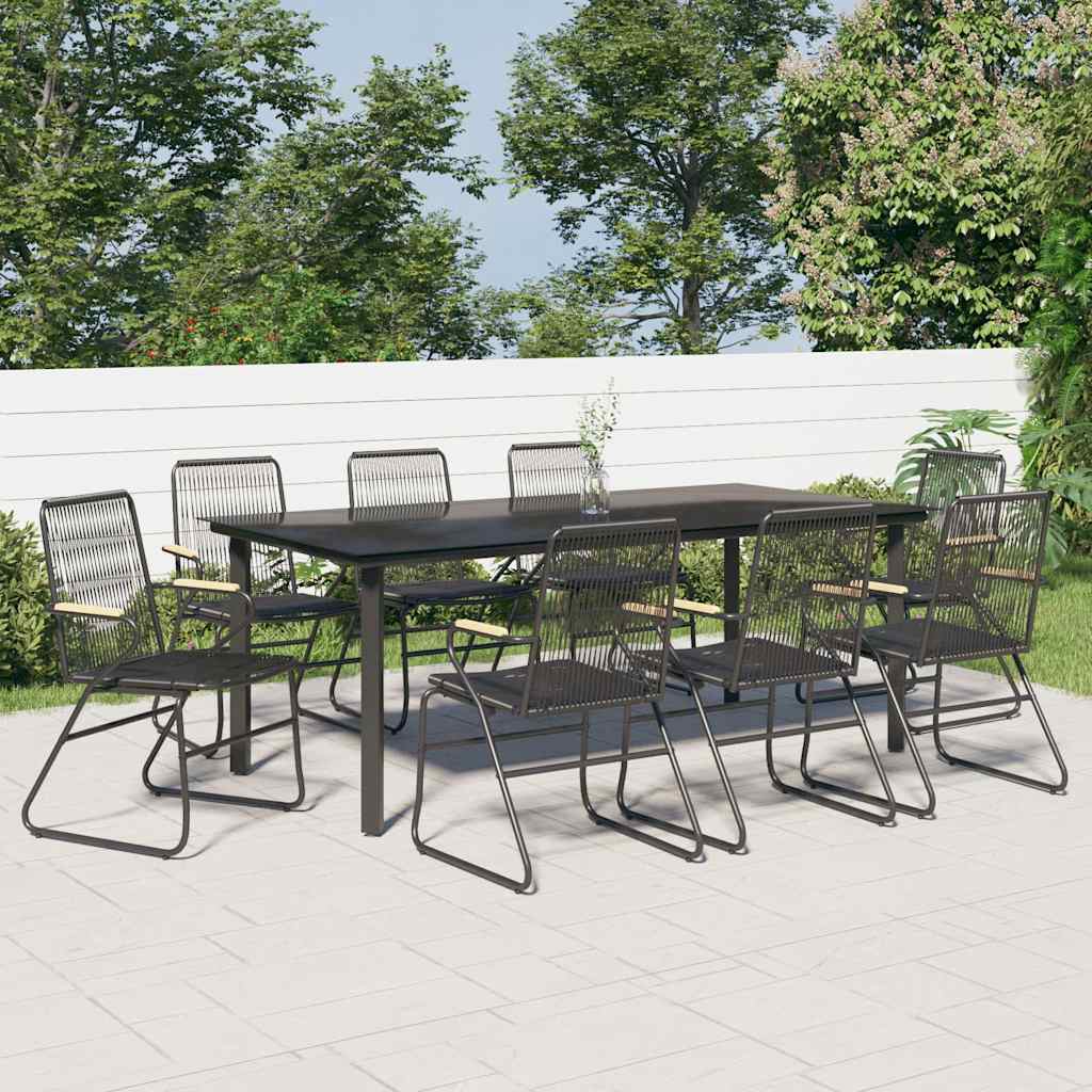 vidaXL 5 Piece Garden Dining Set Black PVC Rattan