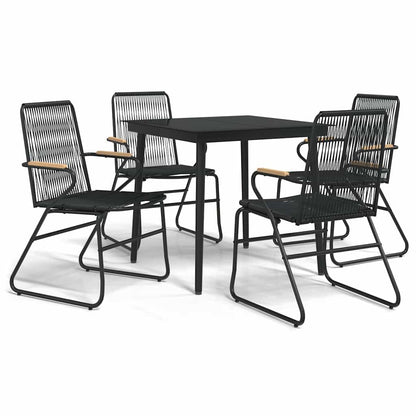 vidaXL 5 Piece Garden Dining Set Black PVC Rattan 2