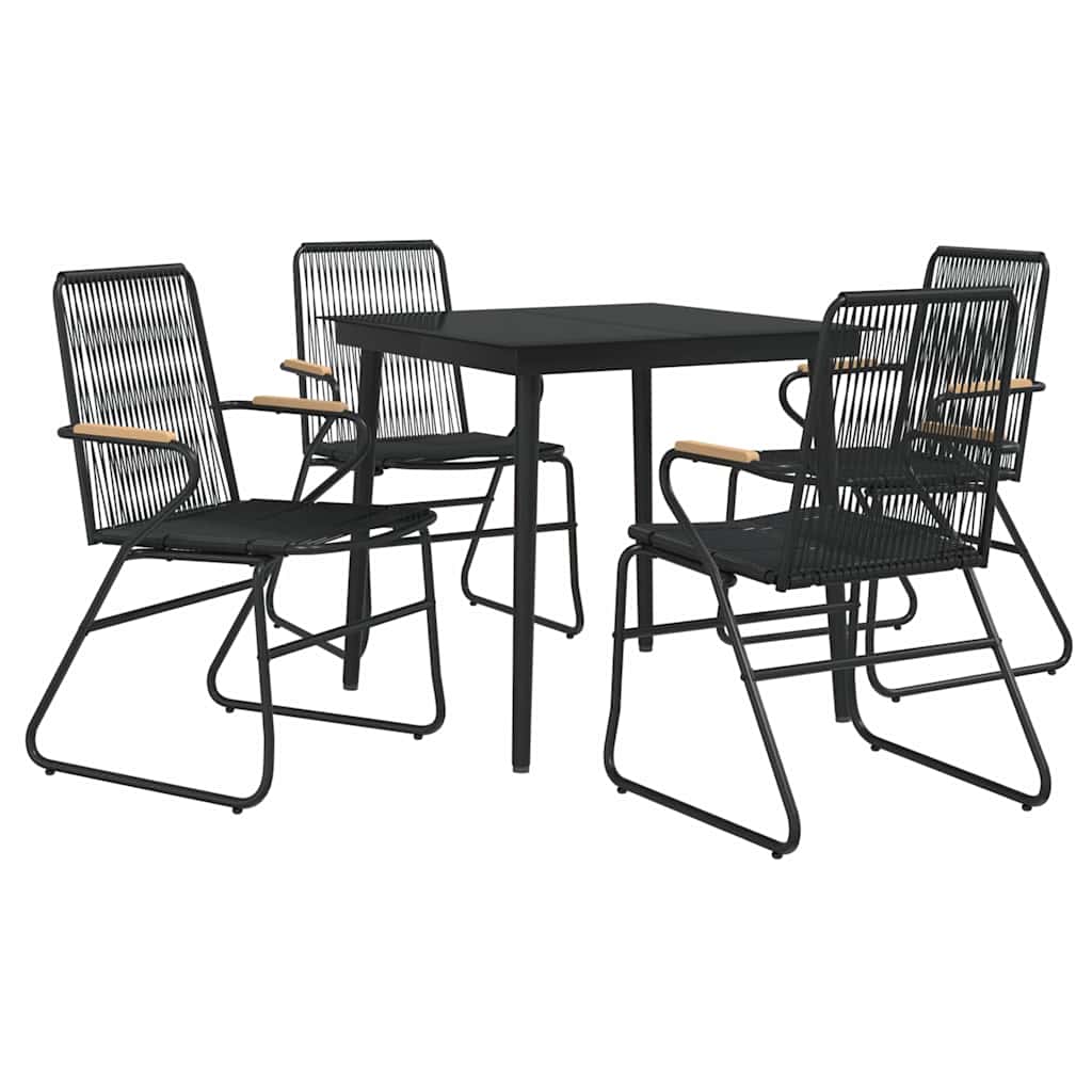 vidaXL 5 Piece Garden Dining Set Black PVC Rattan 3