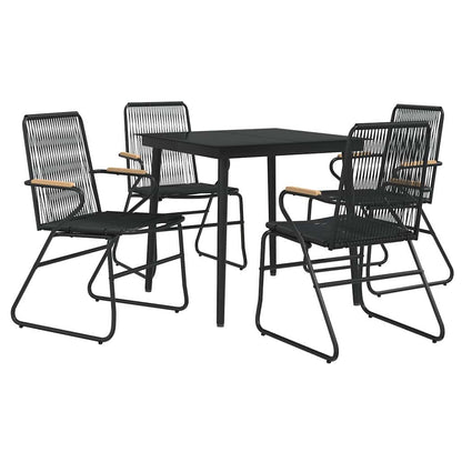 vidaXL 5 Piece Garden Dining Set Black PVC Rattan 3