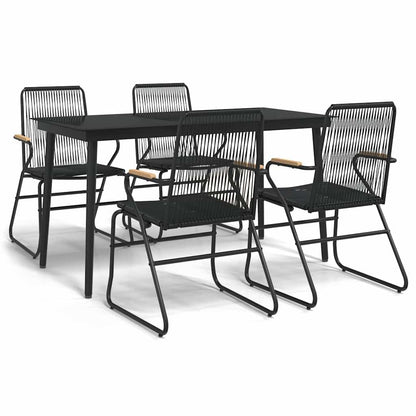 vidaXL 5 Piece Garden Dining Set Black PVC Rattan 2
