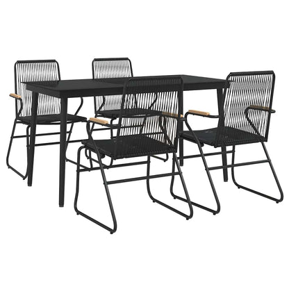 vidaXL 5 Piece Garden Dining Set Black PVC Rattan 3