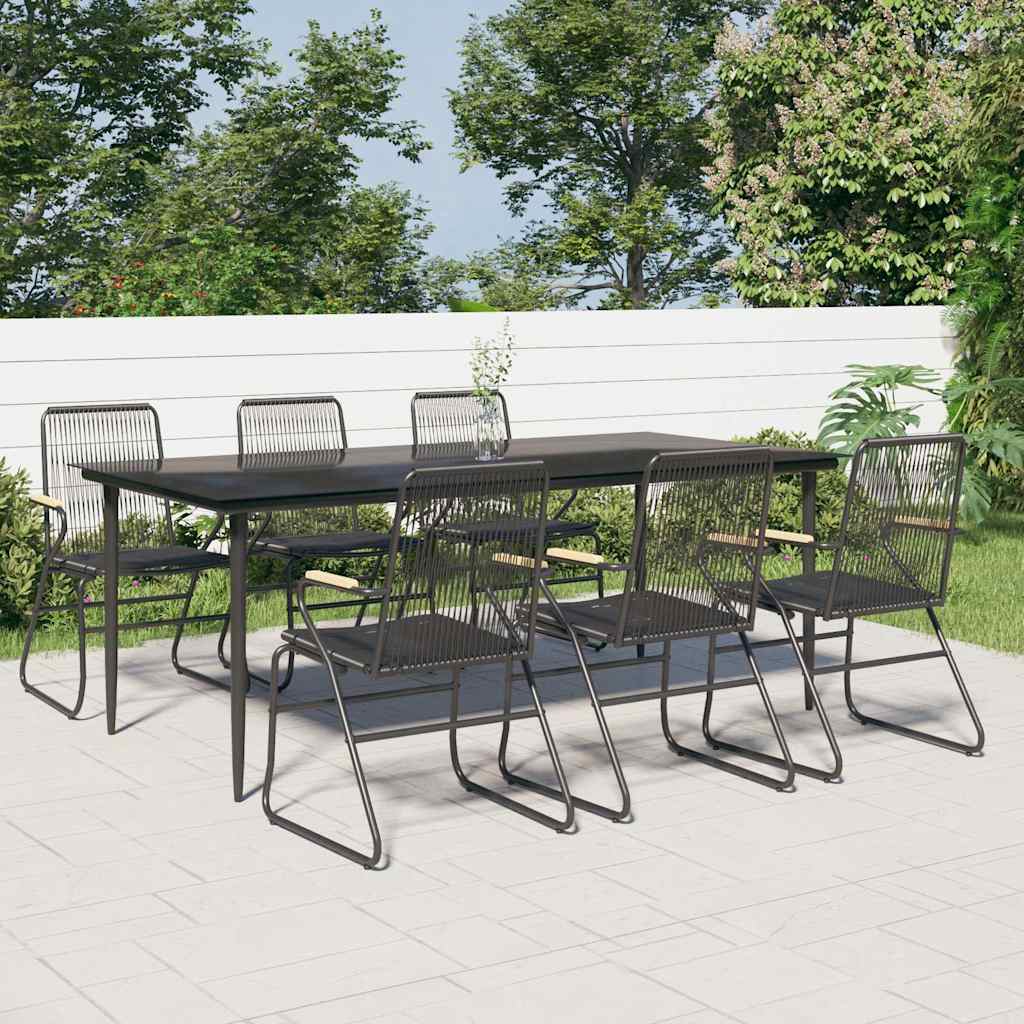 vidaXL 5 Piece Garden Dining Set Black PVC Rattan