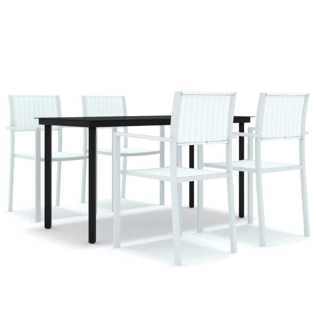 vidaXL 5 Piece Garden Dining Set White 2