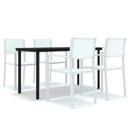 vidaXL 5 Piece Garden Dining Set White 2
