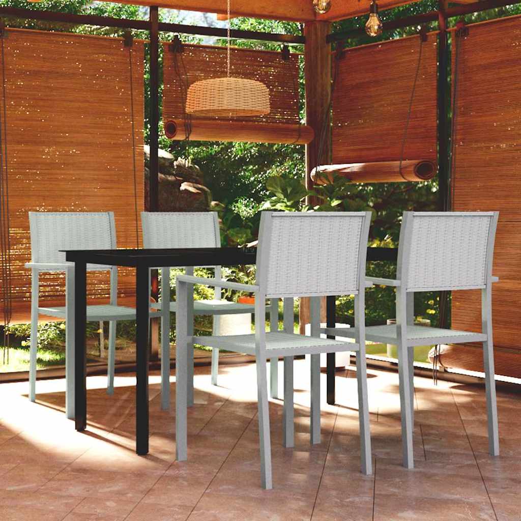 vidaXL 5 Piece Garden Dining Set White 1