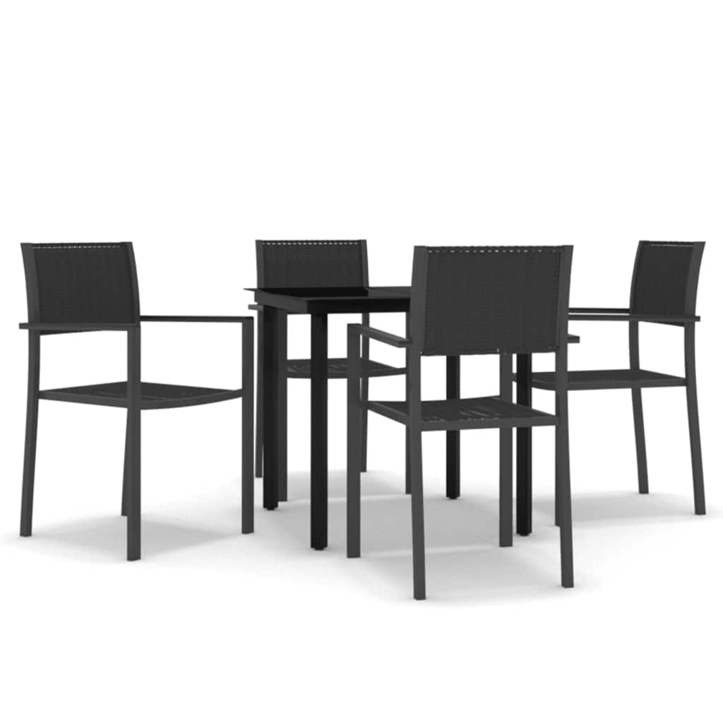 vidaXL 5 Piece Garden Dining Set Black 2