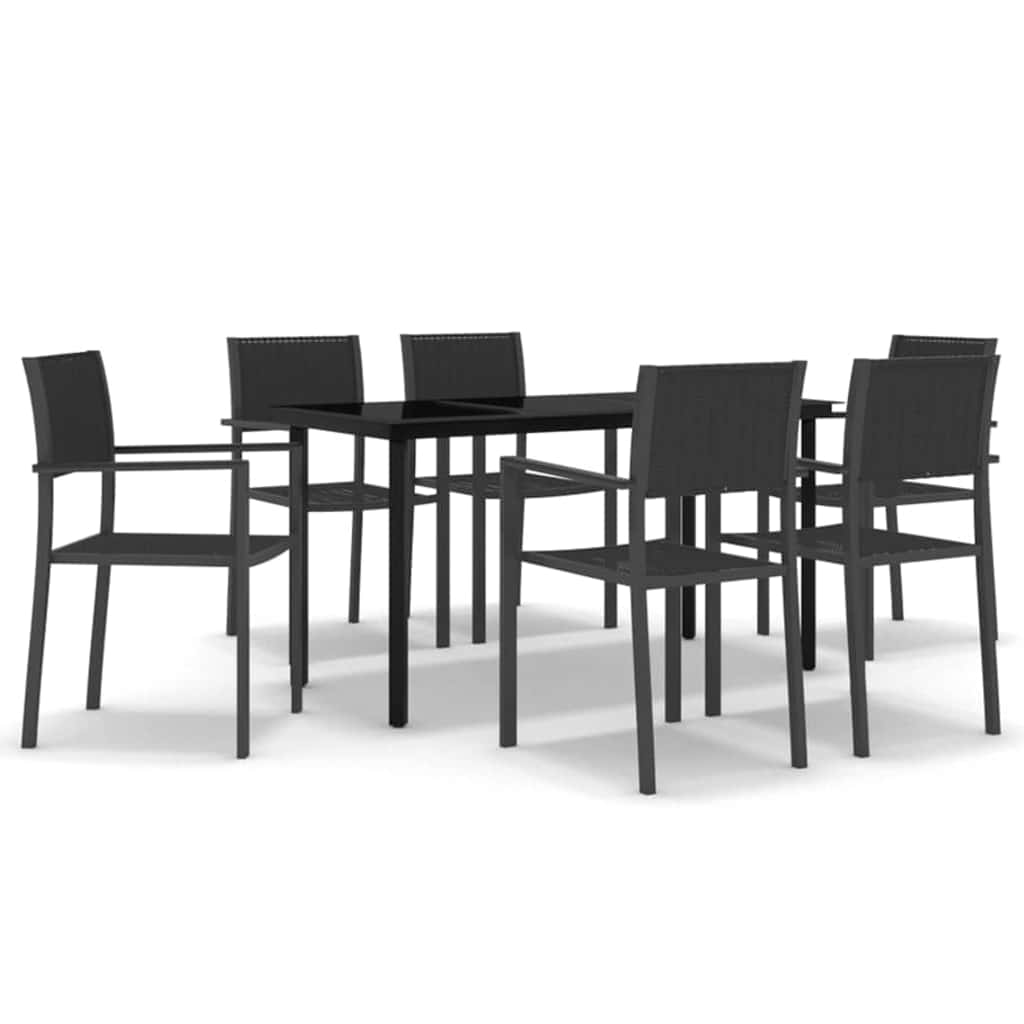 vidaXL 7 Piece Garden Dining Set Black 2