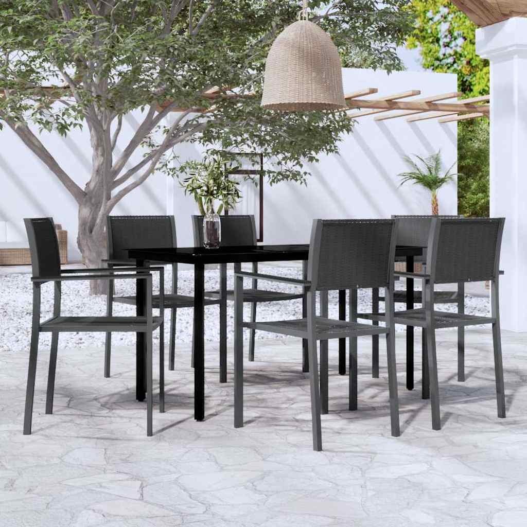 vidaXL 7 Piece Garden Dining Set Black 1