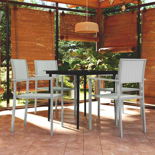 vidaXL 5 Piece Garden Dining Set White 1