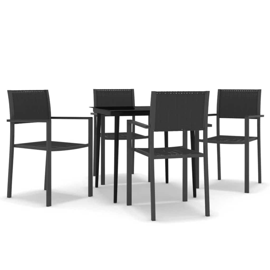 vidaXL 5 Piece Garden Dining Set Black 2