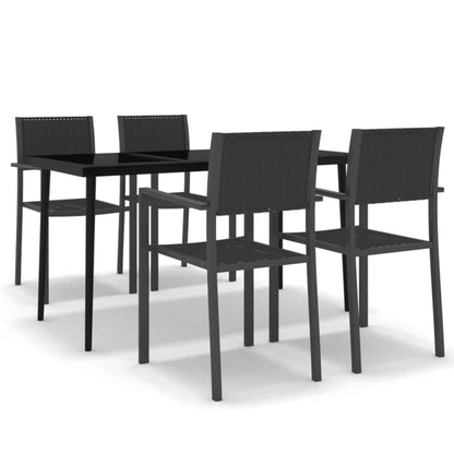 vidaXL 5 Piece Garden Dining Set Black 2