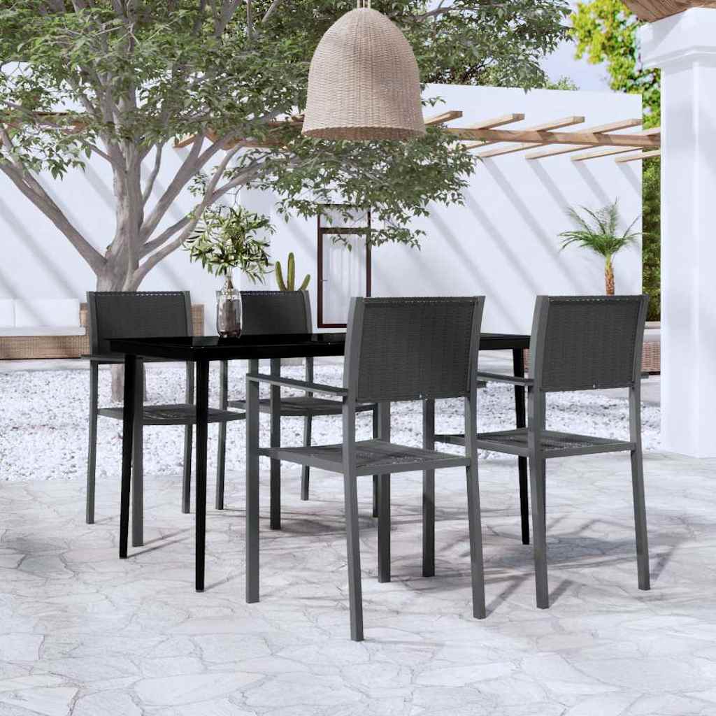 vidaXL 5 Piece Garden Dining Set Black 1