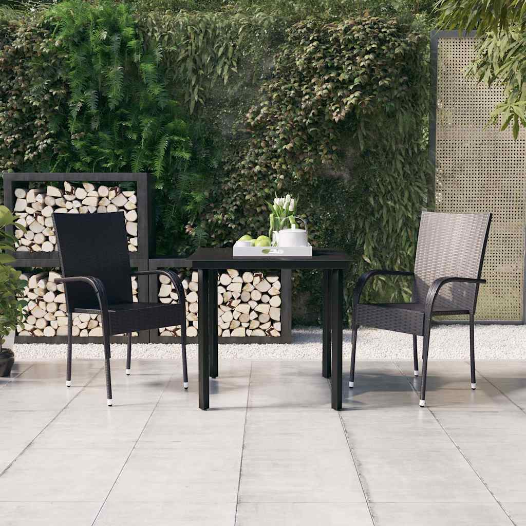 5 Piece Garden Dining Black 80 cm table length 2