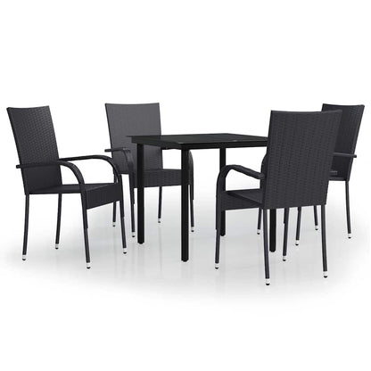 vidaXL 5 Piece Garden Dining Set Black 2