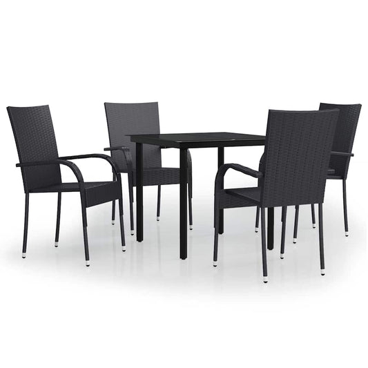 vidaXL 5 Piece Garden Dining Set Black 2