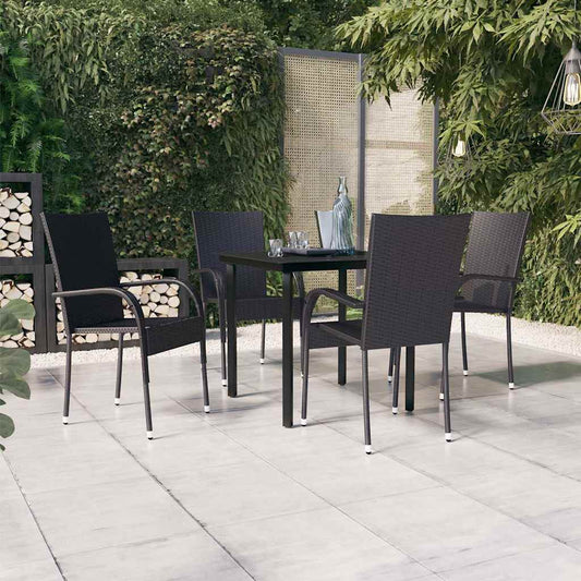 vidaXL 5 Piece Garden Dining Set Black 1
