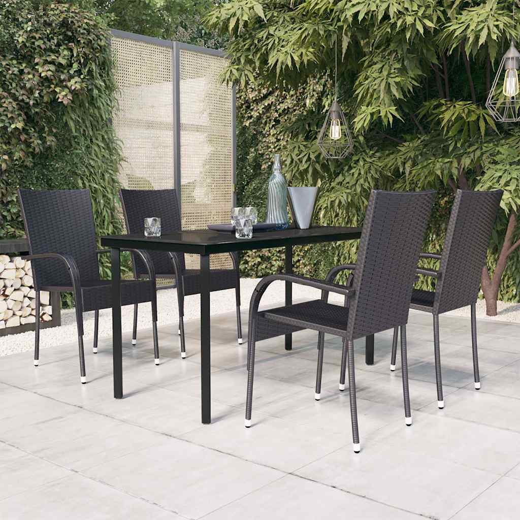5 Piece Garden Dining Black 140 cm table length 4